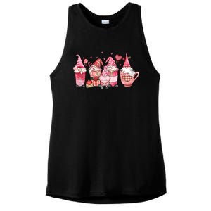 Love Gnome Cute Coffee Cups Hearts Red Plaid Valentine's Day Gift Ladies PosiCharge Tri-Blend Wicking Tank