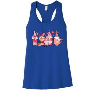 Love Gnome Cute Coffee Cups Hearts Red Plaid Valentine's Day Gift Women's Racerback Tank