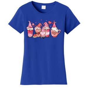 Love Gnome Cute Coffee Cups Hearts Red Plaid Valentine's Day Gift Women's T-Shirt