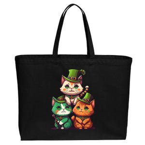 Leprechaun Gnome Cats St Patricks Day Cat Lover Cotton Canvas Jumbo Tote