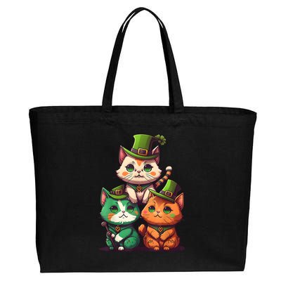 Leprechaun Gnome Cats St Patricks Day Cat Lover Cotton Canvas Jumbo Tote