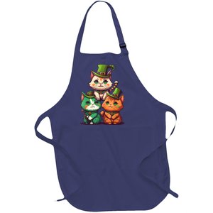 Leprechaun Gnome Cats St Patricks Day Cat Lover Full-Length Apron With Pockets