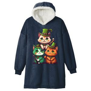 Leprechaun Gnome Cats St Patricks Day Cat Lover Hooded Wearable Blanket