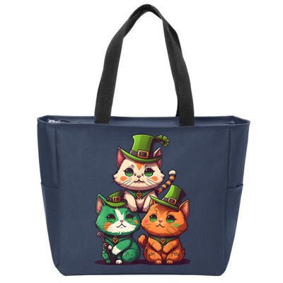 Leprechaun Gnome Cats St Patricks Day Cat Lover Zip Tote Bag