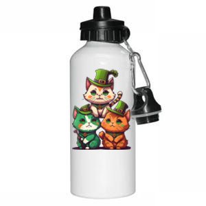 Leprechaun Gnome Cats St Patricks Day Cat Lover Aluminum Water Bottle