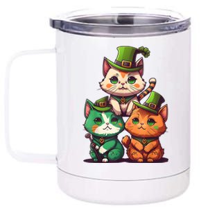 Leprechaun Gnome Cats St Patricks Day Cat Lover 12 oz Stainless Steel Tumbler Cup