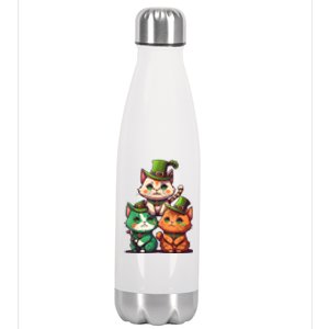 Leprechaun Gnome Cats St Patricks Day Cat Lover Stainless Steel Insulated Water Bottle