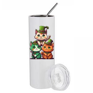 Leprechaun Gnome Cats St Patricks Day Cat Lover Stainless Steel Tumbler