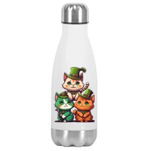 Leprechaun Gnome Cats St Patricks Day Cat Lover Stainless Steel Insulated Water Bottle