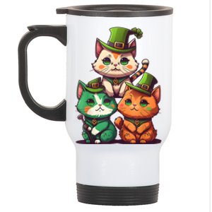 Leprechaun Gnome Cats St Patricks Day Cat Lover Stainless Steel Travel Mug