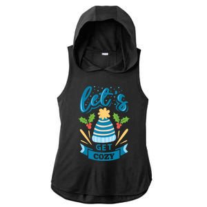 Lets Get Cozy Christmas Santa Holiday Xmas Gift Ladies PosiCharge Tri-Blend Wicking Draft Hoodie Tank