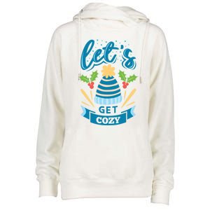 Lets Get Cozy Christmas Santa Holiday Xmas Gift Womens Funnel Neck Pullover Hood