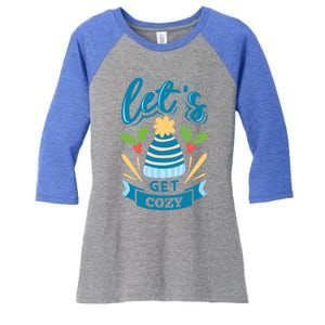 Lets Get Cozy Christmas Santa Holiday Xmas Gift Women's Tri-Blend 3/4-Sleeve Raglan Shirt