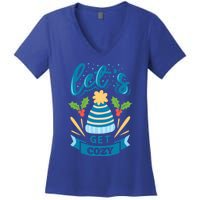 Lets Get Cozy Christmas Santa Holiday Xmas Gift Women's V-Neck T-Shirt