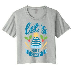 Lets Get Cozy Christmas Santa Holiday Xmas Gift Women's Crop Top Tee