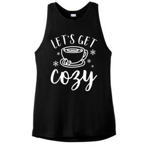 LetS Get Cozy Coffee Merry Christmas Winter Holiday Season Gift Ladies PosiCharge Tri-Blend Wicking Tank