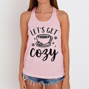 LetS Get Cozy Coffee Merry Christmas Winter Holiday Season Gift Women's Knotted Racerback Tank