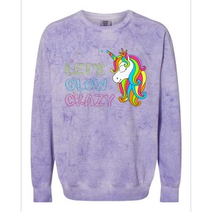 Let's Glow Crazy Glow Party Unicorn Lover Birthday Colorblast Crewneck Sweatshirt