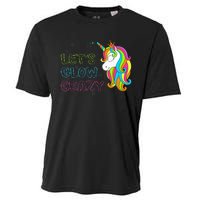 Let's Glow Crazy Glow Party Unicorn Lover Birthday Cooling Performance Crew T-Shirt