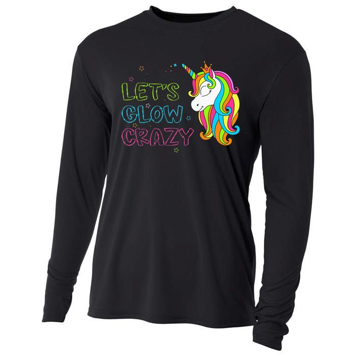 Let's Glow Crazy Glow Party Unicorn Lover Birthday Cooling Performance Long Sleeve Crew