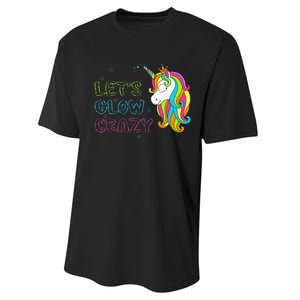 Let's Glow Crazy Glow Party Unicorn Lover Birthday Performance Sprint T-Shirt