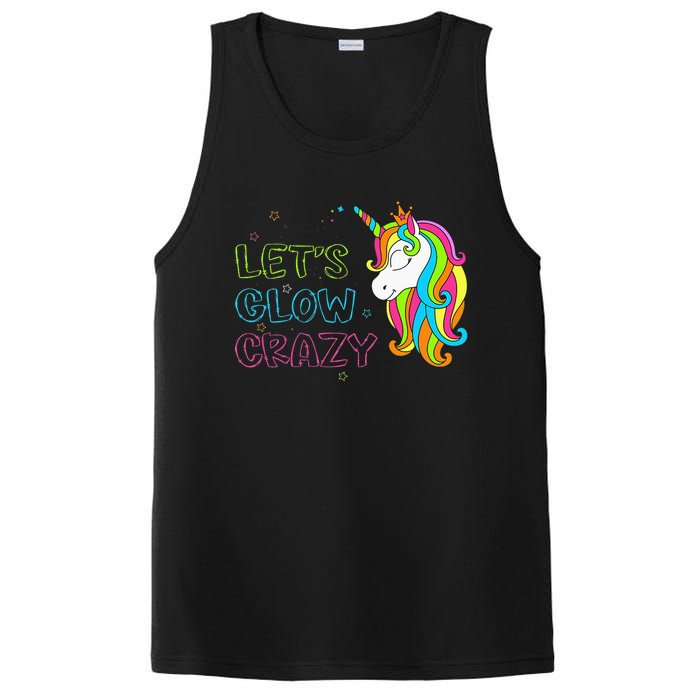 Let's Glow Crazy Glow Party Unicorn Lover Birthday PosiCharge Competitor Tank