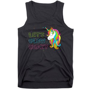 Let's Glow Crazy Glow Party Unicorn Lover Birthday Tank Top