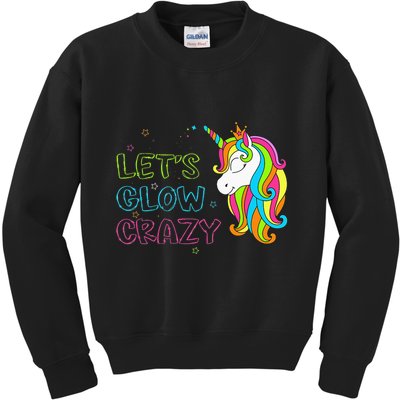 Let's Glow Crazy Glow Party Unicorn Lover Birthday Kids Sweatshirt