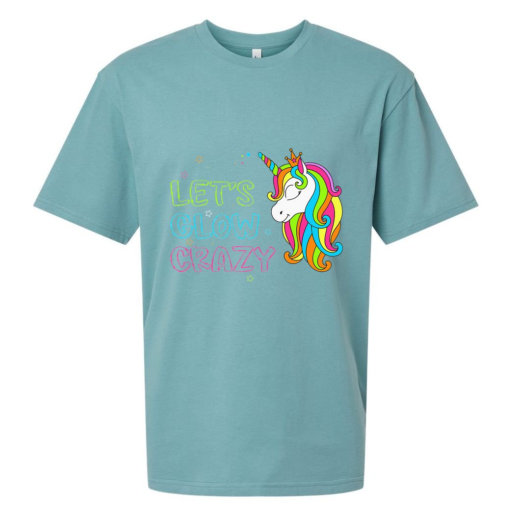 Let's Glow Crazy Glow Party Unicorn Lover Birthday Sueded Cloud Jersey T-Shirt