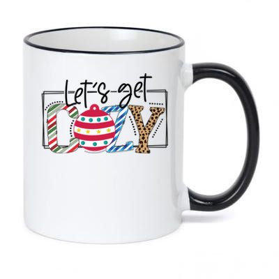 LetS Get Cozy Cute Christmas Leopard Pattern Cute Gift 11oz Black Color Changing Mug