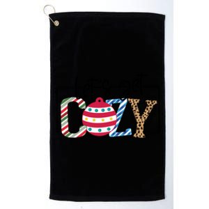 LetS Get Cozy Cute Christmas Leopard Pattern Cute Gift Platinum Collection Golf Towel