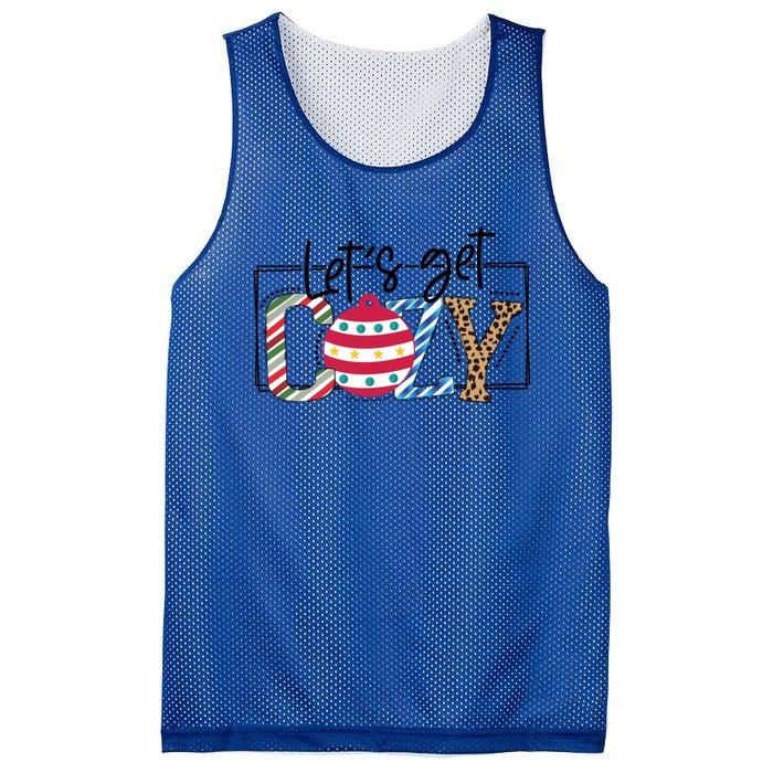 LetS Get Cozy Cute Christmas Leopard Pattern Cute Gift Mesh Reversible Basketball Jersey Tank