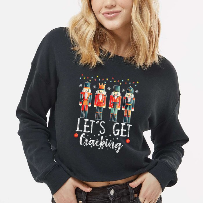 Lets Get Cracking Christmas Nutcracker Ballet Cropped Pullover Crew