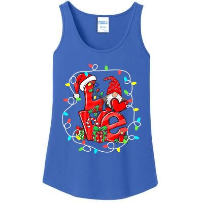 Love Gnomes Christmas Lights Santa Hat Family Xmas Pajamas Cool Gift Ladies Essential Tank