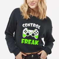 Large Game Console Controller Control Freak Gift Cropped Pullover Crew