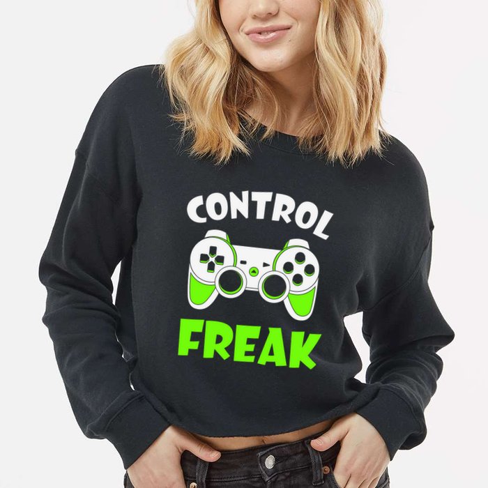 Large Game Console Controller Control Freak Gift Cropped Pullover Crew