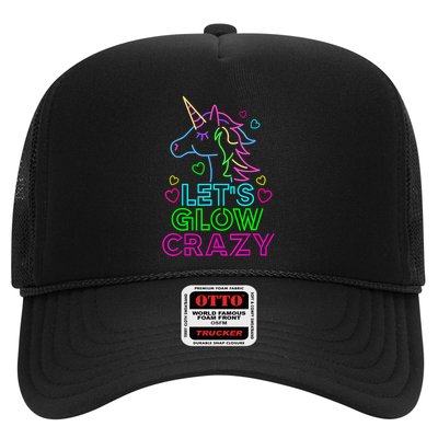 Let's Glow Crazy Glow Party 80s Retro Unicorn Costume Funny Trucker Hat