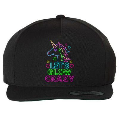 Let's Glow Crazy Glow Party 80s Retro Unicorn Costume Funny Wool Snapback Cap