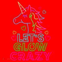 Let's Glow Crazy Glow Party 80s Retro Unicorn Costume Funny T-Shirt