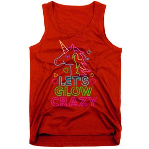 Let's Glow Crazy Glow Party 80s Retro Unicorn Costume Funny Tank Top