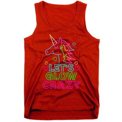 Let's Glow Crazy Glow Party 80s Retro Unicorn Costume Funny Tank Top