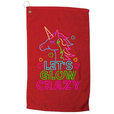 Let's Glow Crazy Glow Party 80s Retro Unicorn Costume Funny Golf Towel