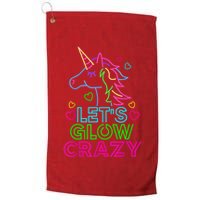 Let's Glow Crazy Glow Party 80s Retro Unicorn Costume Funny Golf Towel