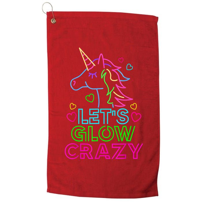 Let's Glow Crazy Glow Party 80s Retro Unicorn Costume Funny Golf Towel