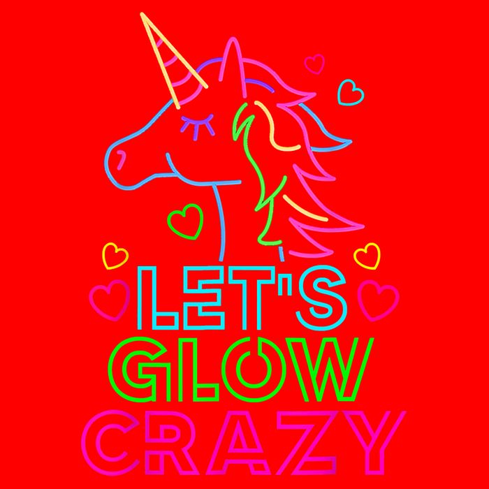 Let's Glow Crazy Glow Party 80s Retro Unicorn Costume Funny Golf Towel