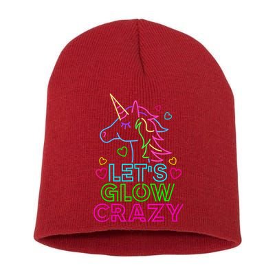 Let's Glow Crazy Glow Party 80s Retro Unicorn Costume Funny Short Acrylic Beanie