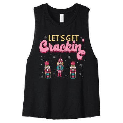 Lets Get Crackin Three Nutcrackers Christmas Women's Racerback Cropped Tank