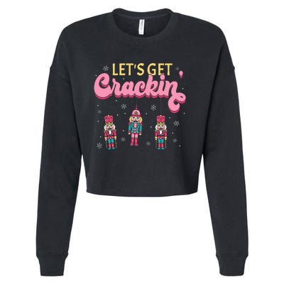 Lets Get Crackin Three Nutcrackers Christmas Cropped Pullover Crew