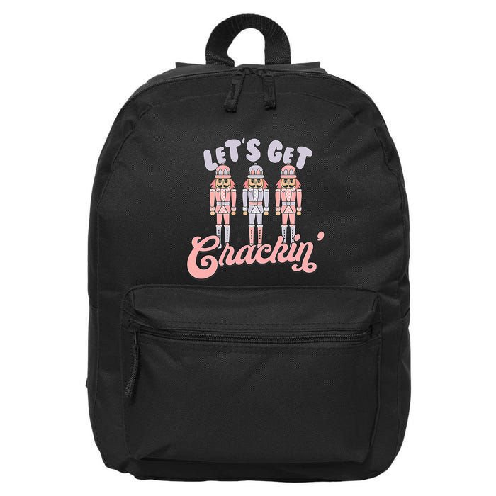 Let's Get Crackin Ballet Christmas Nutcracker Funny Xmas 16 in Basic Backpack
