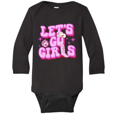 Let's Go Cowgirl Boot Country Western Southern Cowgirl Baby Long Sleeve Bodysuit